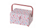 <strong>Medium Sewing Box</strong> <span>Pink and Blue Floral Fabric | 26 x 18 x 15cm | Storage and Organiser Basket with Compartments for Sewing Supplies, Accessories, Thread, Needles and Scissors</span> <em>Sewing Online GA1121M</em>