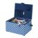 <strong>Medium Sewing Box</strong> <span>Blue Fabric with an Embroidered Button Heart Lid | 26 x 18 x 15cm | Storage and Organiser Basket with Compartments for Sewing Supplies, Accessories, Thread, Needles, Scissors</span> <em>Sewing Online GA1112M</em>