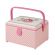 <strong>Medium Sewing Box</strong> <span>Pink Fabric with an Embroidered Floral Lid | 26 x 18 x 15cm | Storage and Organiser Basket with Compartments for Sewing Supplies, Accessories, Thread, Needles and Scissors</span> <em>Sewing Online GA1114M</em>