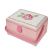 <strong>Medium Sewing Box</strong> <span>Pink Fabric with an Embroidered Floral Lid | 26 x 18 x 15cm | Storage and Organiser Basket with Compartments for Sewing Supplies, Accessories, Thread, Needles and Scissors</span> <em>Sewing Online GA1114M</em>