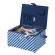 <strong>Medium Sewing Box</strong> <span>Blue Fabric with an Embroidered Sewing Thread Lid | 26x18x15cm | Storage and Organiser Basket with Compartments for Sewing Supplies, Accessories, Thread, Needles, Scissors</span> <em>Sewing Online GA1120M</em>