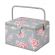 <strong>Large Sewing Box</strong> <span>Grey and Pink Floral Print Fabric | 31 x 23 x 20cm | Storage and Organiser Basket with Compartments for Sewing Supplies, Accessories, Thread, Needles and Scissors</span> <em>Sewing Online MRL-190</em>