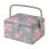 <strong>Medium Sewing Box</strong> <span>Grey and Pink Floral Print Fabric | 26 x 18 x 15cm | Storage and Organiser Basket with Compartments for Sewing Supplies, Accessories, Thread, Needles and Scissors</span> <em>Sewing Online MRM-190</em>