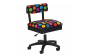 <strong>Hydraulic Sewing Chair with Underseat Storage</strong> <span>Black/Multicolour Buttons Design & Black Wooden Base - Lumbar Support, Lift Mechanism, 5 Star 360deg Swivel Base on Casters. Sewing Room/Home Office</span> <em>Sewing Online HT2013</em>