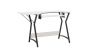 <strong>Small Sewing Table with Gridded Top</strong> <span>White with Black Hourglass Legs, Sewing Machine Table with Adjustable Platform, Drop Leaf Extension, Multipurpose: Quilting/Craft Table/Gaming/Computer Desk</span> <em>Sewing Online 13298</em>