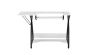 <strong>Small Sewing Table with Gridded Top</strong> <span>White with Black Legs, Sewing Machine Table with Adjustable Platform, Drop Leaf Extension and Storage Shelf, Use as a Quilting Table or Computer Desk</span> <em>Sewing Online 13331</em>