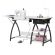 <strong>Large Sewing Table</strong> <span>with Gridded White Top and Black Legs, Sewing Machine Table with Adjustable Platform, Drop Leaf Extension, Storage Shelves and Drawer, For Quilting and Craft</span> <em>Sewing Online 13336</em>