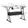 <strong>Small Sewing Table</strong> <span>White Top with Black Legs, Sewing Machine Table with Adjustable Platform, Drop Leaf Extension and Storage Shelf, Multipurpose: Use as Quilting/Craft Table/Gaming/Computer Desk</span> <em>Sewing Online 13367</em>