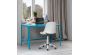 <strong>Hydraulic Sewing Chair with Folding Back</strong> <span>Grey padded fabric seat & contoured White plastic back- Metal base with Lift Mechanism, 5 Star, 360°, Swivel,Casters</span> <em>Sewing Online 18617</em>