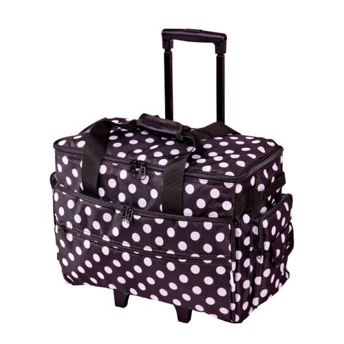 <strong>Large Sewing Machine Trolley Bag on Wheels</strong> <span>Black with White Spots | 53 x 41 x 29cm | Sewing Machine Storage for Janome, Brother, Singer, Bernina and Most Machines</span> <em>Birch 006106-BW</em>
