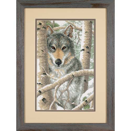 <strong>Wintry Wolf Stamped Cross Stitch Kit</strong> <em>Dimensions D03228</em>