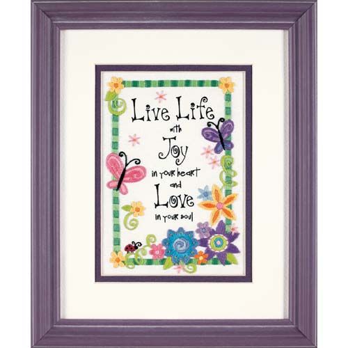 Live Life Crewel Embroidery Kit