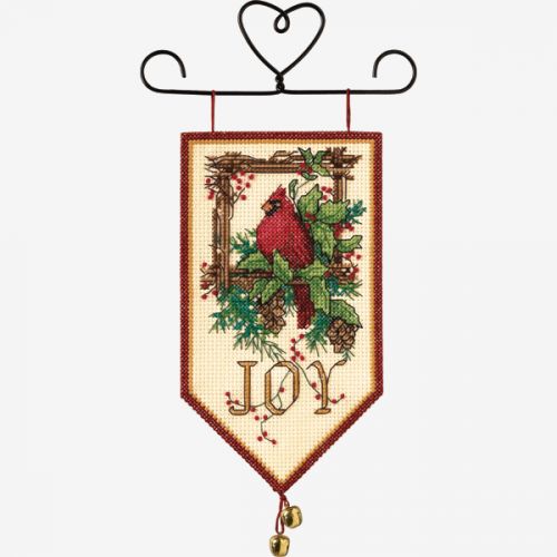 Cardinal Joy Mini Banner Christmas Cross Stitch Kit