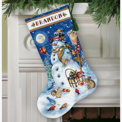 Snowman And Friends Stocking Christmas Cross Stitch Kit