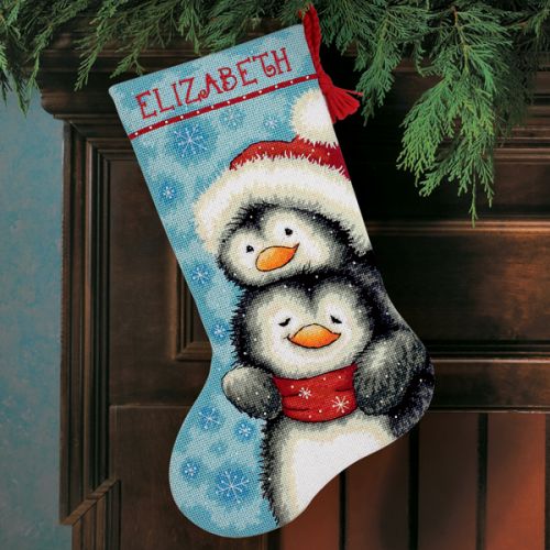 Hugging Penguins Christmas Cross Stitch Kit