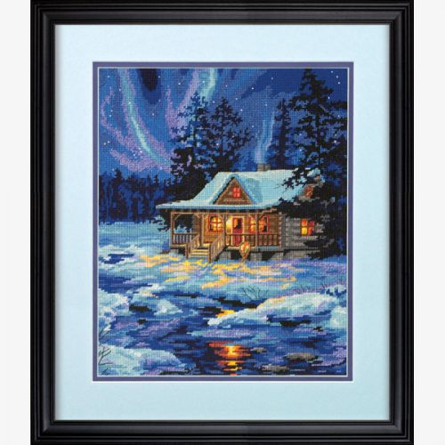 Winter Sky Cabin Needlepoint/Tapestry Kit