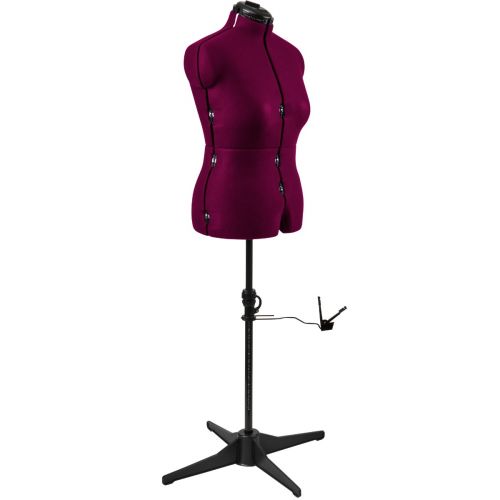 <strong>Adjustable Dressmakers Dummy</strong> <span>in Wine Fabric with Hem Marker, Dress Form Sizes 16 to 22, Pin, Measure, Fit and Display your Clothes on this Tailors Dummy</span> <em>Sewing Online 023817-WINE</em>