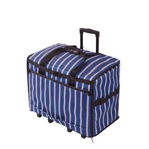 Sewing Online Extra Large Sewing Machine Trolley Bag on Wheels, Navy with White Sripes | 63 x 43 x 30cm | Sewing Machine Storage for Janome, Brother, Singer, Bernina, and Most Machines - 006107-STRIPE-NVY