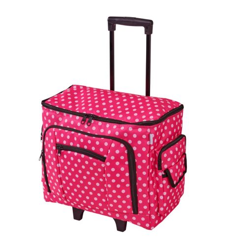 <strong>Sewing Machine Trolley Bag on Wheels</strong> <span>Pink Polka Dot | 47 x 38 x 24cm | Sewing Machine Storage for Janome, Brother, Singer, Bernina and Most Machines</span> <em>Birch 006108-PINK-DOT</em>
