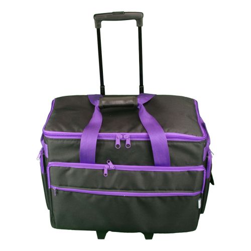 Sewing Online Large Sewing Machine Trolley Bag on Wheels, Black with Purple Trim | 53 x 41 x 29cm | Sewing Machine Storage for Janome, Brother, Singer, Bernina, and Most Machines - 006106-BLK-PURPLE