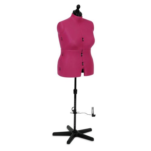 <strong>Adjustable Dressmakers Dummy</strong> <span>Celine Standard in Fuchsia Fabric with Hem Marker, Dress Form Sizes 20 to 22, Pin, Measure, Fit and Display your Clothes on this Tailors Dummy</span> <em>Sewing Online FG972</em>