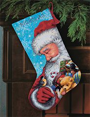 Needlepoint Stocking Santa And Toys