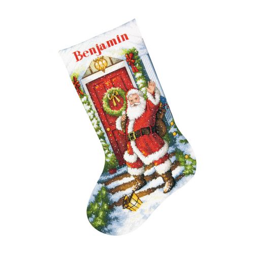 Gold: Counted X Stitch: Stocking: Welcome Santa