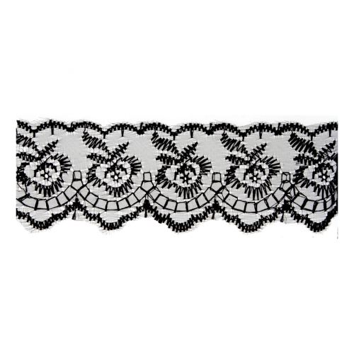 <strong>Embroidered Lace: 27.4m X 50mm :: Black</strong> <em>Essential Trimmings ET430-BLK</em>