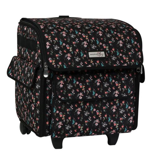 Everything Mary Overlocker Sewing Machine Trolley Bag on Wheels, Multicolour Floral - Overlocker Storage Case for Janome, Brother, Singer and Most Overlocker Machines - EVM12811-1