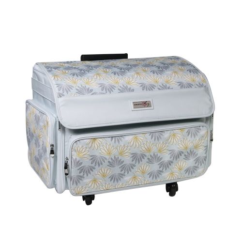 <strong>12739-3 Grey Floral 360deg Rolling Sewing Case</strong> <span>4 Wheeled Overlocker or Sewing Machine Trolley Bag</span> <em>Everything Mary EVM12739-3</em>