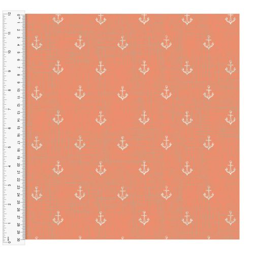 Cotton Craft Fabric 110cm wide x 1m | Give Me The Sea Anchors | 13762-CORAL