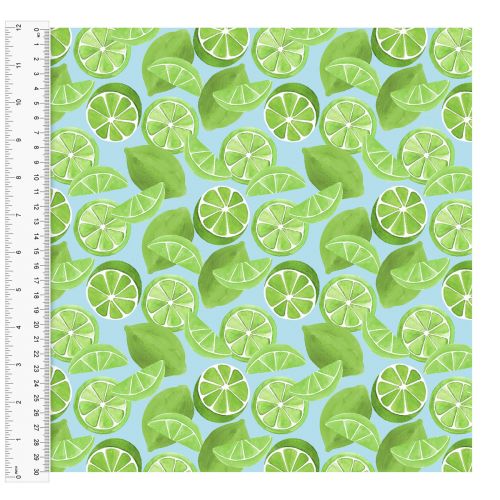 Cotton Craft Fabric 110cm wide x 1m | Tropicale Limes | 13780-TURQ