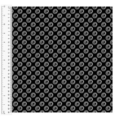 <strong>Cotton Craft Fabric 110cm wide x 1m</strong> <span>Basics Circles, Black</span> <em>Sewing Online 14548-BLACK</em>