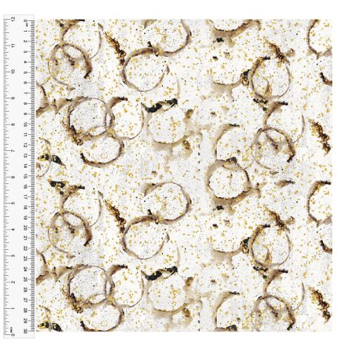 <strong>Cotton Craft Fabric 110cm wide x 1m</strong> <span>Precious Metals, Sphere</span> <em>Sewing Online 14996-WHITE</em>