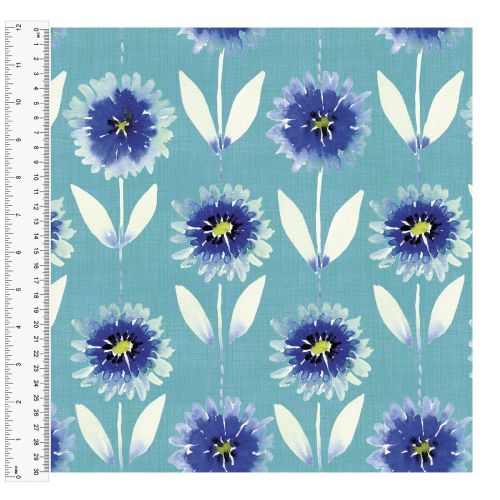 <strong>Cotton Craft Fabric 110cm wide x 1m</strong> <span>Charisma, Aster</span> <em>Sewing Online 15002-TURQ</em>