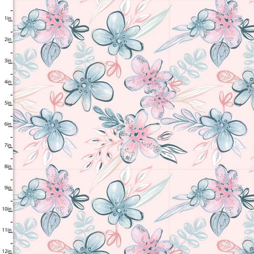 Brushed Cotton Craft Fabric 110cm wide x 1m Mommy and Me Collection - Floral