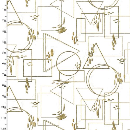 <strong>Cotton Craft Fabric 110cmx1m Metallic Fusion Collection Gold Geometric Outlines</strong> <em>Sewing Online 16551-GLD</em>
