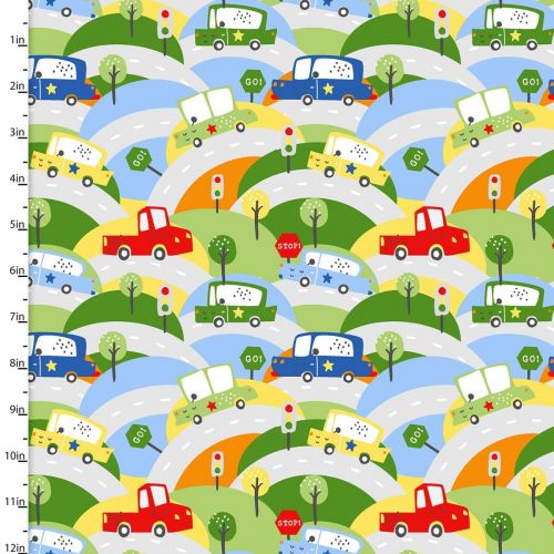 Cotton Craft Fabric 110cm wide x 1m Drivers Wanted Flannel Collection-Curve Ahead