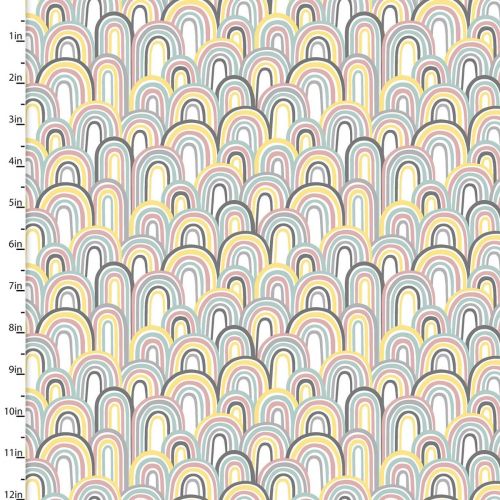 Cotton Craft Fabric 110cm wide x 1m Small & Mighty Flannel Collection-Rainbows