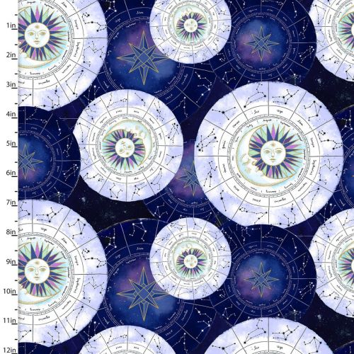<strong>Cotton Craft Fabric 110cm wide x 1m Magical Galaxy Metallic Collection-Celestial Charts</strong> <em>Sewing Online 17160-MLT</em>