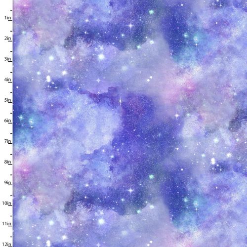 Cotton Craft Fabric 110cm wide x 1m Magical Galaxy Metallic Collection-Night Sky