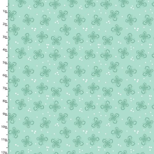 <strong>Cotton Craft Fabric 110cm wide x 1m Summer Song Collection-Mint Butterfly</strong> <em>Sewing Online 17264-MINT</em>