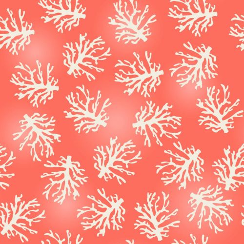 Cotton Craft Fabric 110cm wide x 1m Beach Travel Collection-Coral