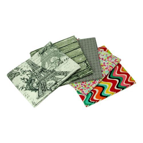 French Themed Pack of 5 Cotton Fat Quarters - Sewing Online FE0097