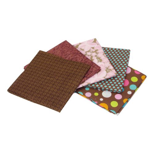 <strong>Brown Dots and Floral Themed Pack of 5 Cotton Fat Quarters FE0099</strong> <em>Sewing Online FE0099</em>