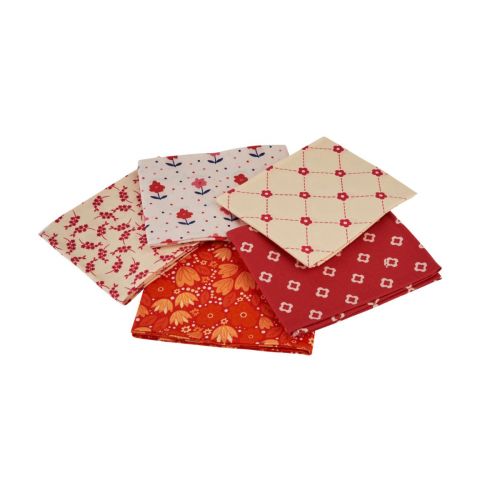 Countryside Style Red Themed Pack of 5 Cotton Fat Quarters - Sewing Online FA239