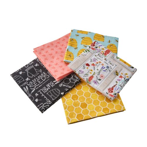 Feed The Bees Fat Quarter Bundle 1. Pack of 5 Cotton Fat Quarters - Sewing Online FE0114