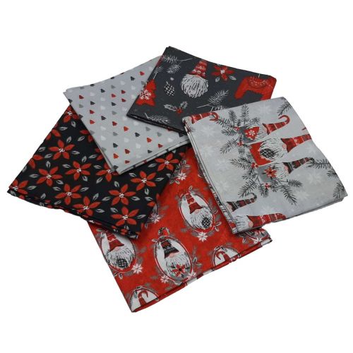 Hanging with my Gnomies Christmas Fat Quarter Bundle-Pack of 5 Cotton Fat Quarters  - Sewing Online FE0122