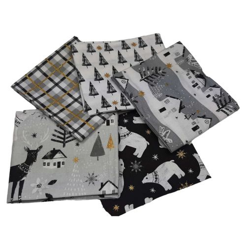Peace on Earth Metallic Christmas Fat Quarter Bundle-Pack of 5 Cotton Fat Quarters  - Sewing Online FE0124