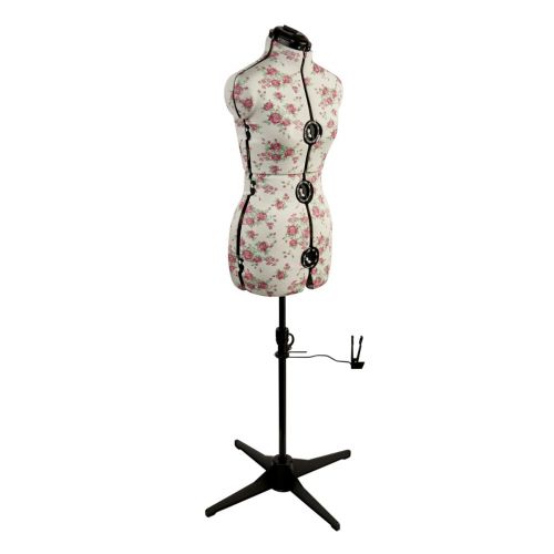 Rosebuds Adjustable Dressmakers Dummy with Plastic Stand and Hem Marker
